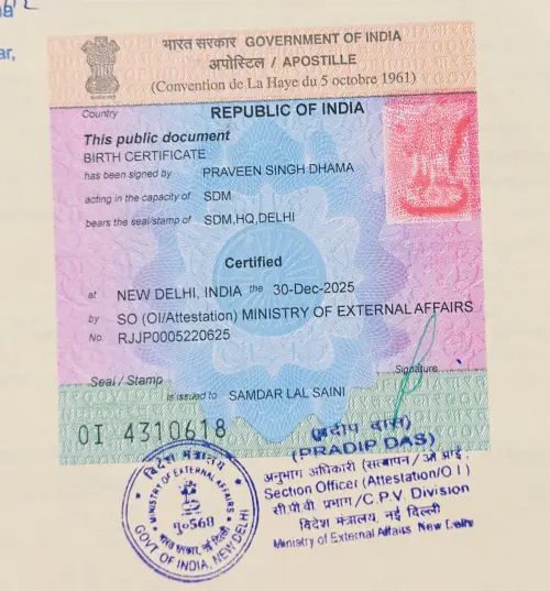Birth Certificate MEA Apostille