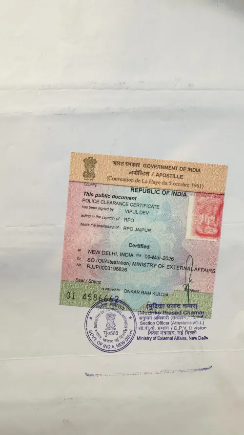 Police Clearance Certificate MEA Apostille