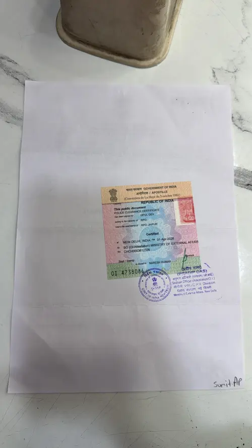 Police Clearance Certificate MEA Apostille